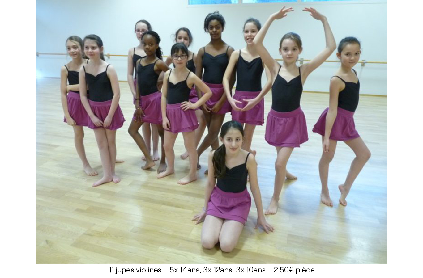 11 jupes violines – 5x14ans, 3x12ans, 3x10ans – 2.50€ pièce copie