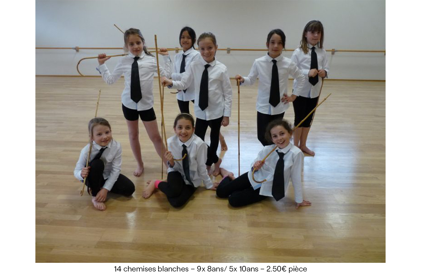 14 chemises blanches – 9x 8ans: 5x 10ans – 2€50 pièce copie
