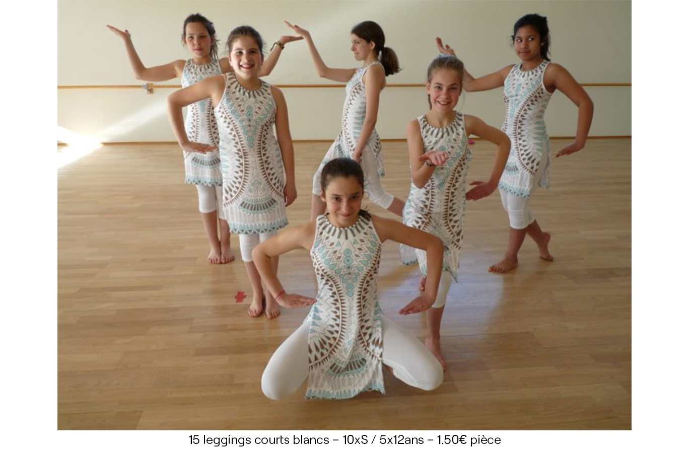 15 leggings courts blancs – 10xS: 5x12ans – 1€50 pièce copie