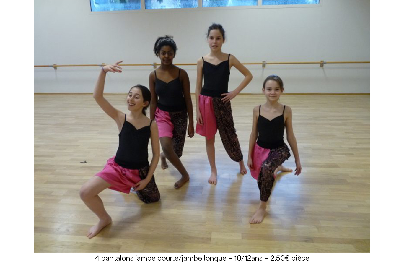 4 pantalons jambe courte:jambe longue – 10:12ans – 2€50 (pièce