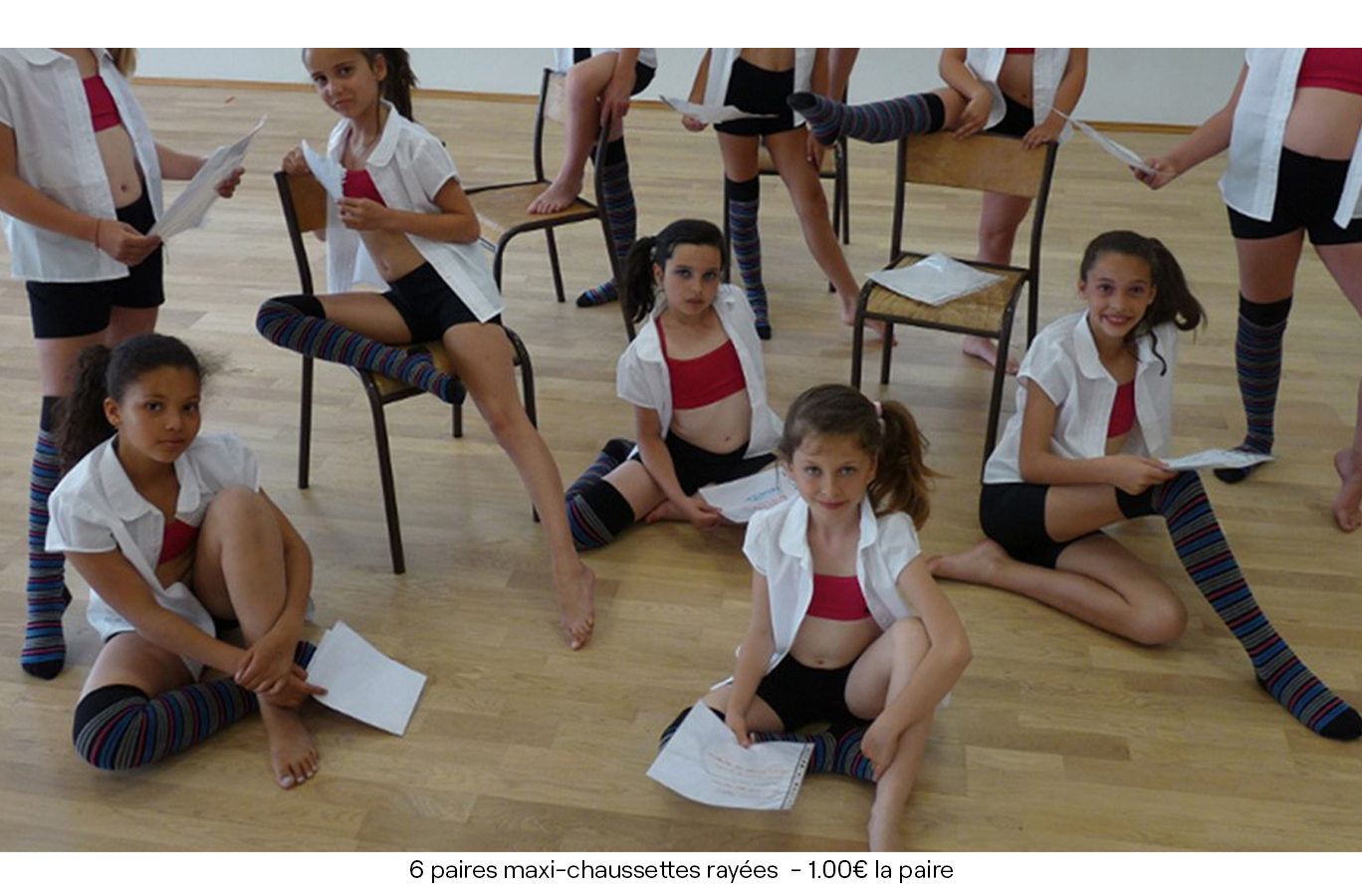 6 paires maxi-chaussettes rayées - 1.00€ la paire