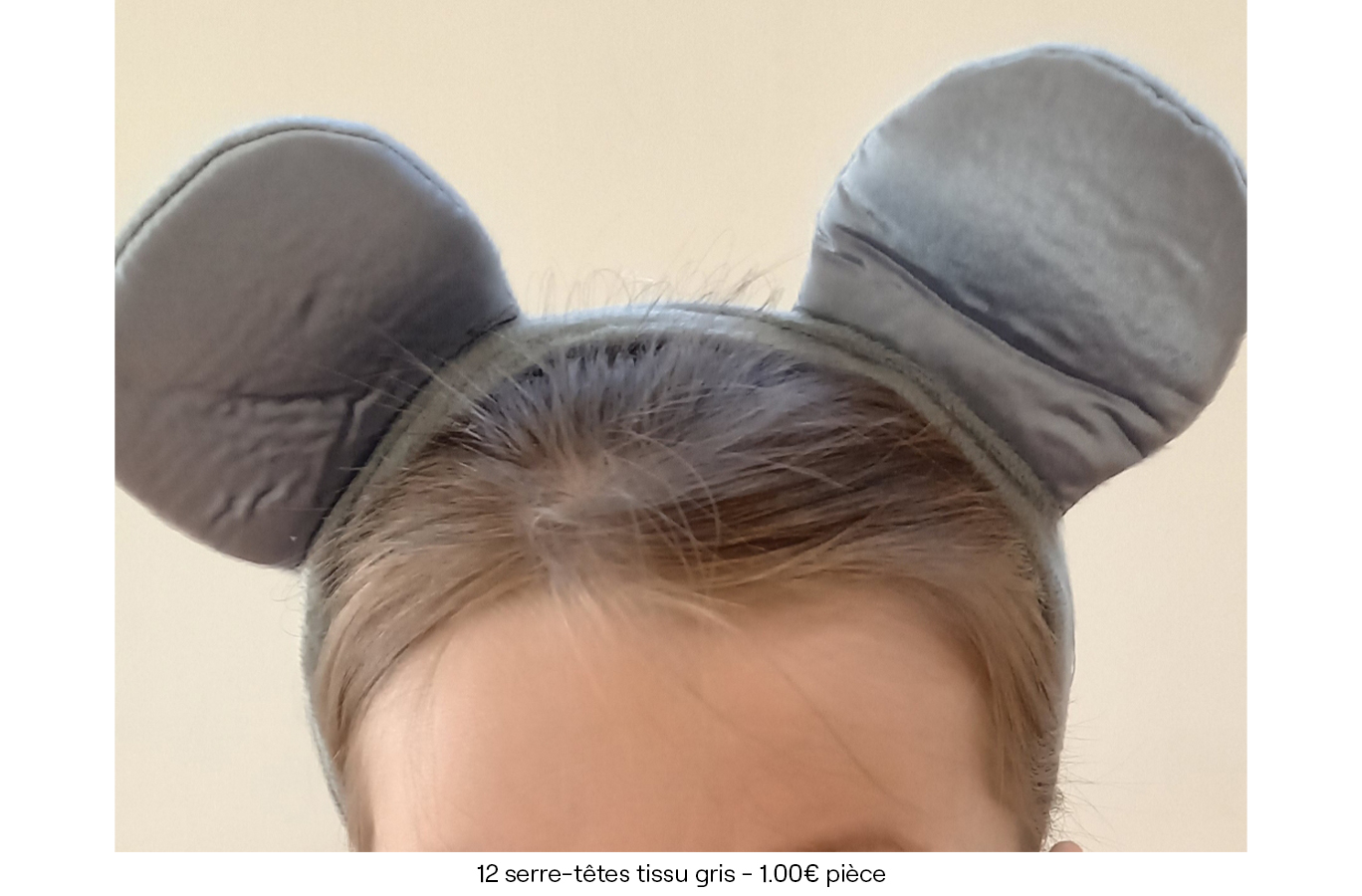 12 serre-têtes tissu gris - 1.00€ pièce