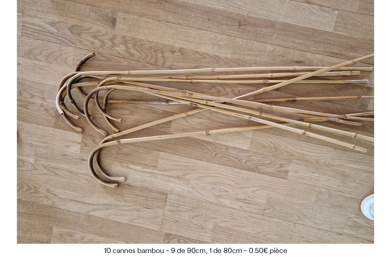 10 cannes bambou - 9 de 90cm, 1 de 80cm -0.50€ pièce