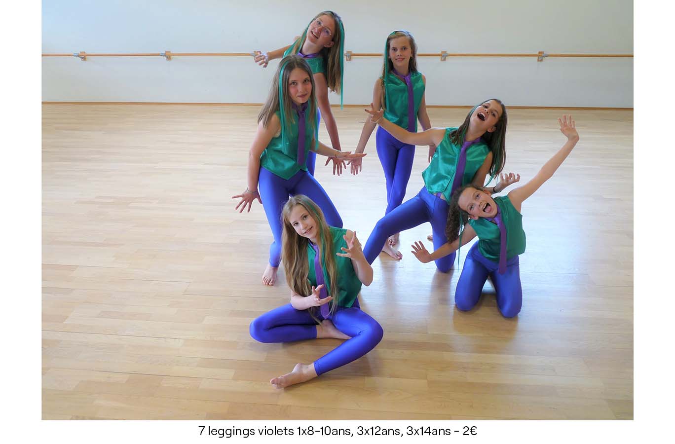 7 leggings violets 1x8-10ans, 3x12ans, 3x14ans - 2€
